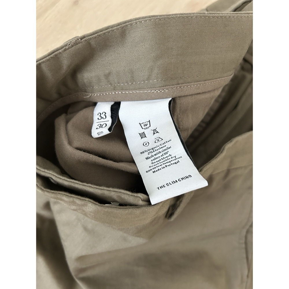 ASKET The Slim Chino Green Pants Green Slim Fit Stretch Cotton Size 33 - Picture 3 of 5